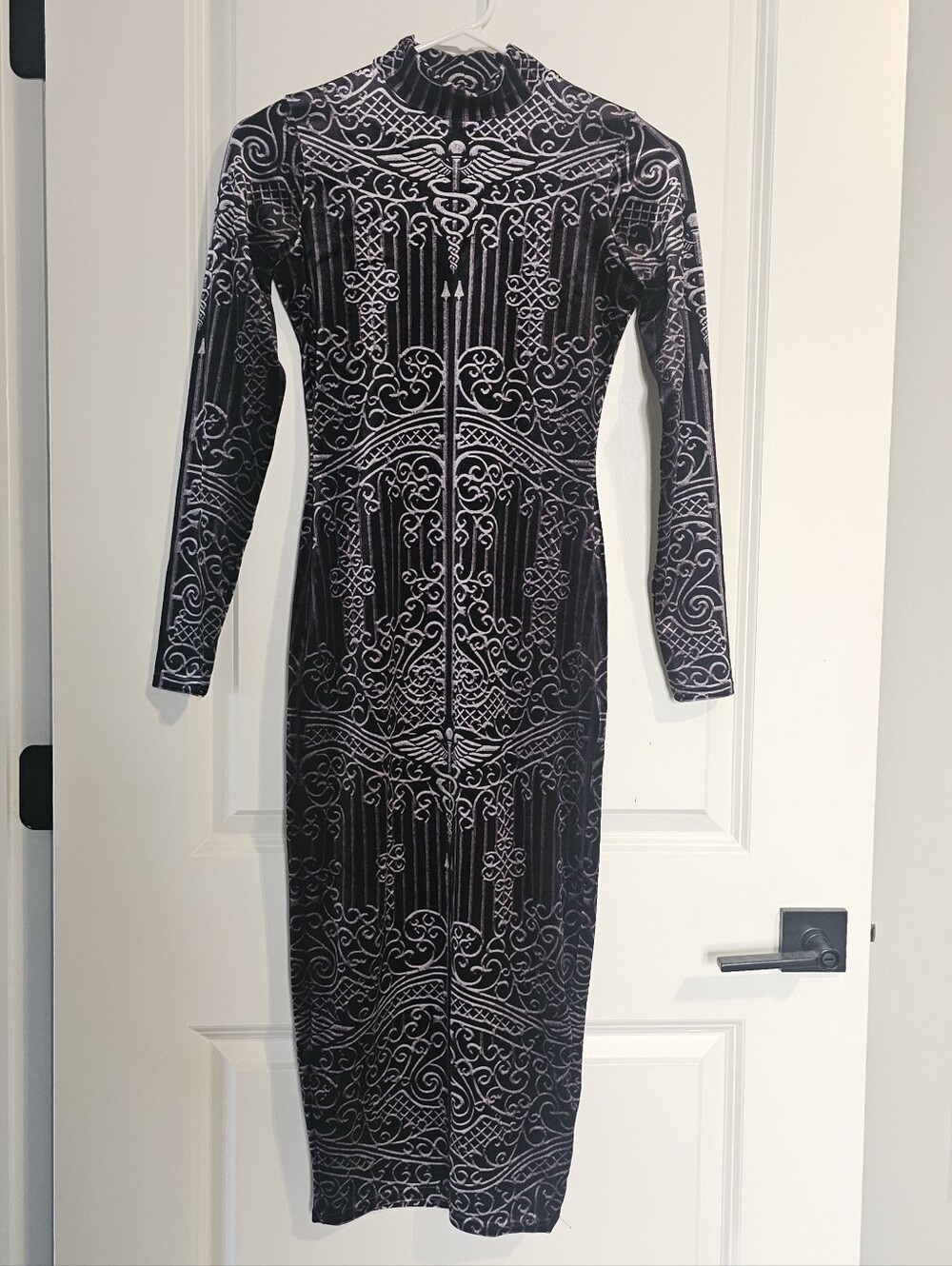 Blackmilk Caduceus Gothic Cathedral Gate Velvet Midaxi Dress